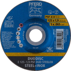 Pjovimo ir šlifavimo diskas plienui PSF DUO Steelox 125x1,9m 125x1,9mm, Pferd