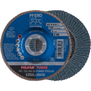 Lapelinis šlifavimo diskas SG POWER STEELOX 125mm Z80 PFC, Pferd