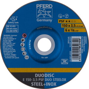 Pjovimo ir šlifavimo diskas plienui PSF DUO Steelox 150x3,5m 150x3,5mm, Pferd