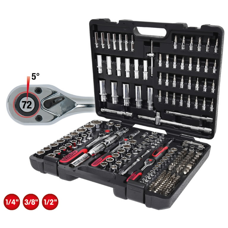 Galvučių komplektas CHROMEplus, 1/4+3/8+1/2” 195 vnt.., KS Tools Galvučių komplektas CHROMEplus, 1/4+3/8+1/2'' 195 vnt.., KS Tools - Image 2