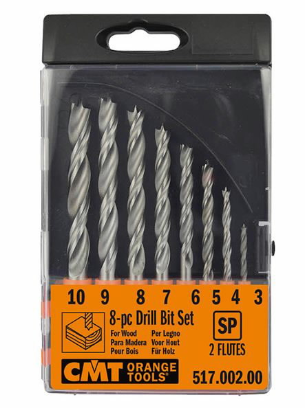Grąžtų rinkinys medžiui HSS 8 vnt. 3-10mm, CMT Grąžtų rinkinys medžiui HSS 8 vnt. 3-10mm, CMT