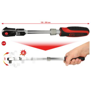 Terkšlė teleskopinė, 1/4" SlimPOWER, su šarnyru, 72 dantų, KS Tools