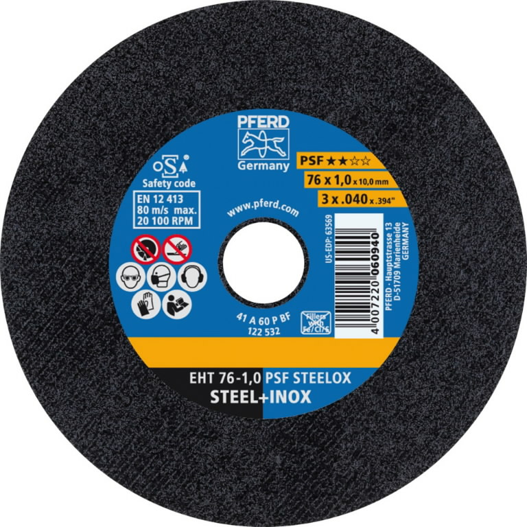 Pjovimo diskas PSF Steelox 76×1/10mm, Pferd Pjovimo diskas PSF Steelox 76x1/10mm, Pferd