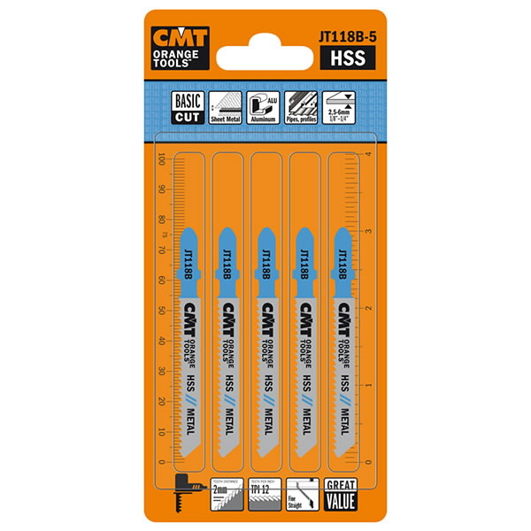 Pjūkleliai siaurapjūkliams 50×2,0mm Z12TPI HSS 5 vnt.metalas, CMT Pjūkleliai siaurapjūkliams 50x2,0mm Z12TPI HSS 5 vnt.metalas, CMT