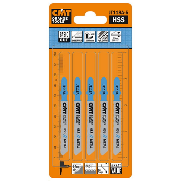Pjūkleliai siaurapjūkliams 50×1,2mm Z21TPI HSS 5vnt. metalas, CMT Pjūkleliai siaurapjūkliams 50x1,2mm Z21TPI HSS 5vnt. metalas, CMT - Image 2
