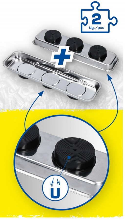 Magnetinis padėklas, nerūdijantis plienas, 2vnt., 266x65mm, Brilliant Tools Magnetinis padėklas, nerūdijantis plienas, 2vnt., 266x65mm, Brilliant Tools
