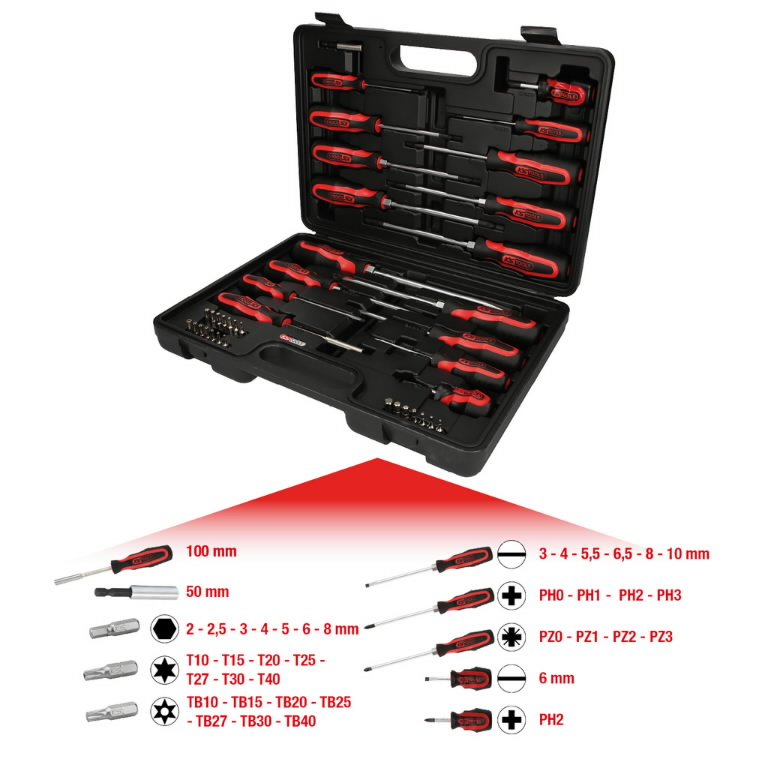 Atsuktuvų ir antgalių komplektas 39-vnt ERGO+ 39-osaline, KS Tools Atsuktuvų ir antgalių komplektas 39-vnt ERGO+ 39-osaline, KS Tools