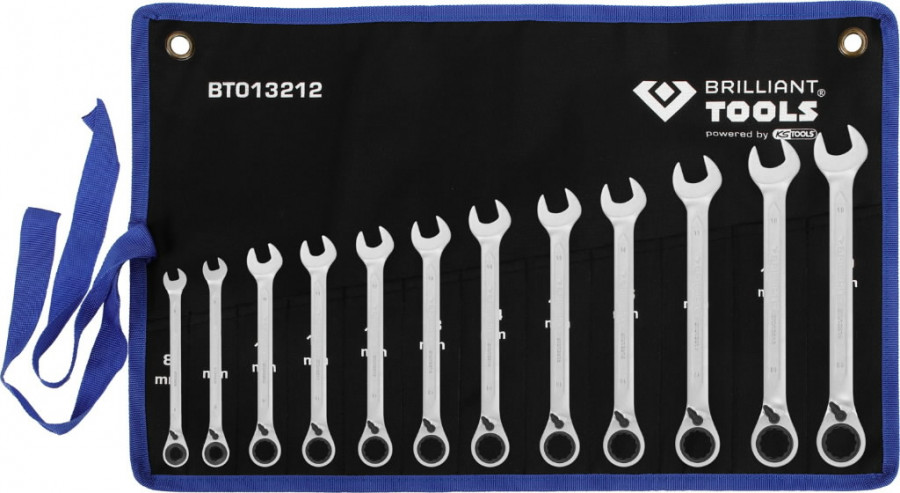Kombinuotų terkšlinių raktų su reversu komplektas 8-19mm, 12, Brilliant Tools Kombinuotų terkšlinių raktų su reversu komplektas 8-19mm, 12, Brilliant Tools - Image 3