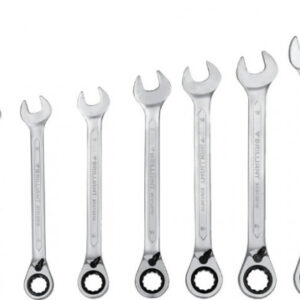 Kombinuotų terkšlinių raktų su reversu komplektas 8-19mm, 12, Brilliant Tools