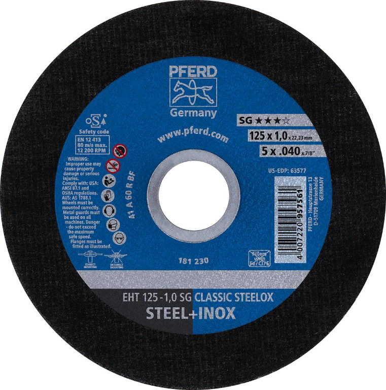 Pjovimo diskas SG Classic Steelox 125x1mm, Pferd Pjovimo diskas SG Classic Steelox 125x1mm, Pferd