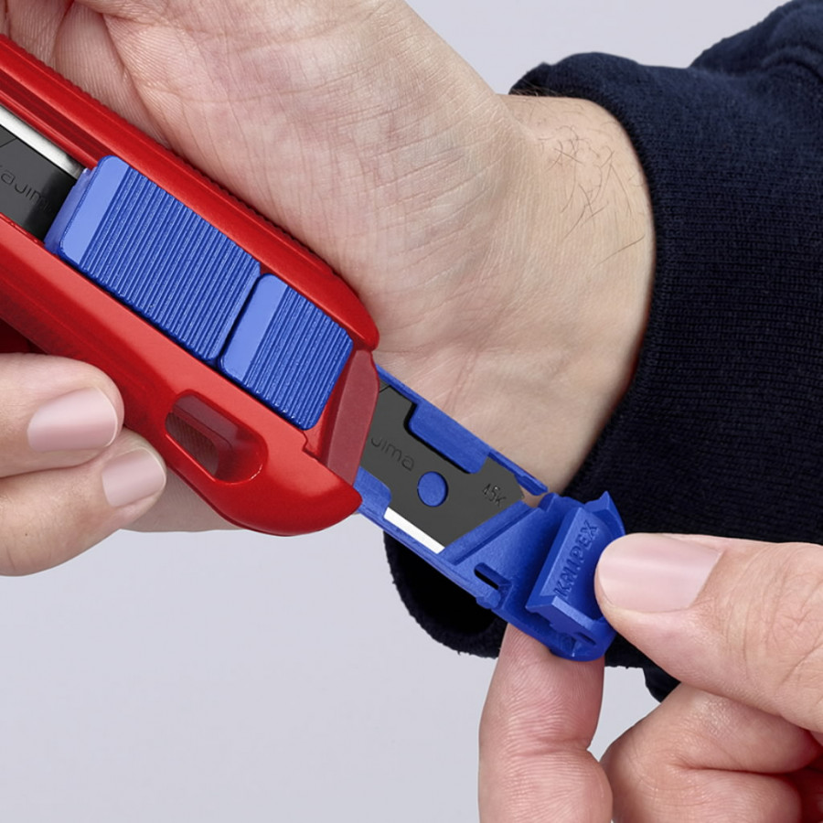 Peilis laužoma geležte18mm su ašmenų stabilizatoriumi, Cutix, Knipex Peilis laužoma geležte18mm su ašmenų stabilizatoriumi, Cutix, Knipex - Image 4