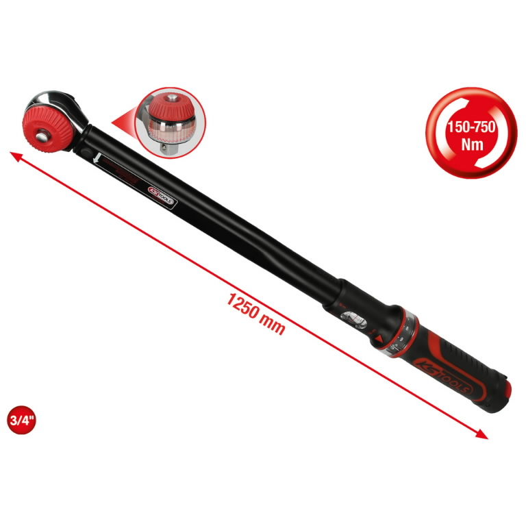 Dinamometrinis raktas su terkšle ERGOTORQUEprecision 3/4″ 150-750Nm, KS Tools Dinamometrinis raktas su terkšle ERGOTORQUEprecision 3/4" 150-750Nm, KS Tools - Image 2