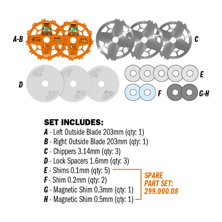 Dado Pro diskų grioveliams komplektas 203×6-20/30mm Z12 a-12 203×6-20/30mm Z12 a-12neg ß FTG+ATB, CMT Dado Pro diskų grioveliams komplektas 203x6-20/30mm Z12 a-12 203x6-20/30mm Z12 a-12neg ß FTG+ATB, CMT - Image 6