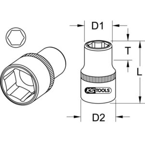 Šešiakampė galvutė 3/8",CLASSIC,on hang tag 19mm, KS Tools