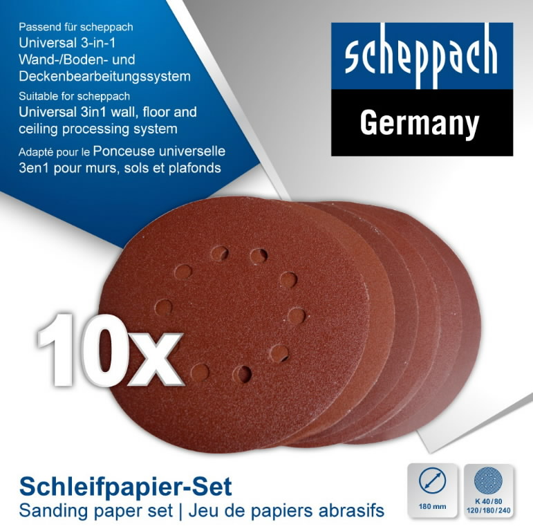 Šlifavimo diskų rinkinys CGP1200 Ø180mm P40/80/120/180/240, Scheppach Šlifavimo diskų rinkinys CGP1200 Ø180mm P40/80/120/180/240, Scheppach - Image 2