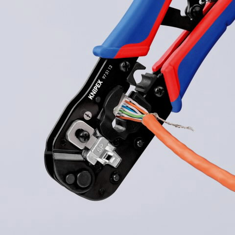 Laidų antgalių užspaudimo replės RJ45 kištukams, Knipex Laidų antgalių užspaudimo replės RJ45 kištukams, Knipex - Image 6
