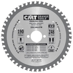 Pjovimo diskas Industrial for Inox 190x1,8/1,4x30 Z48 a= 0° 190x1,8/1,4x30 Z48 a= 0° b=TCG, CMT