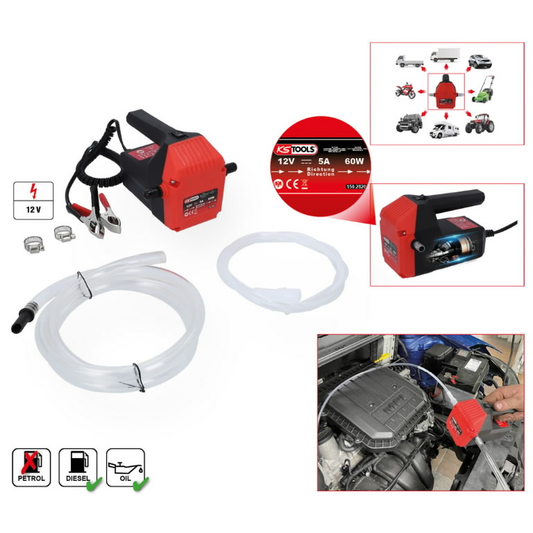 Elektrinis alyvos išsiurbimo ir perpumpavimo siurblys, 12V, KS Tools Elektrinis alyvos išsiurbimo ir perpumpavimo siurblys, 12V, KS Tools - Image 3