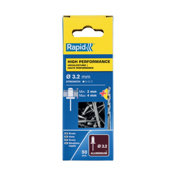 Kniedės aukštos kokybės Al 3,2x8mm 50vnt + Drill C, Rapid Kniedės aukštos kokybės Al 3,2x8mm 50vnt + Drill C, Rapid - Image 3