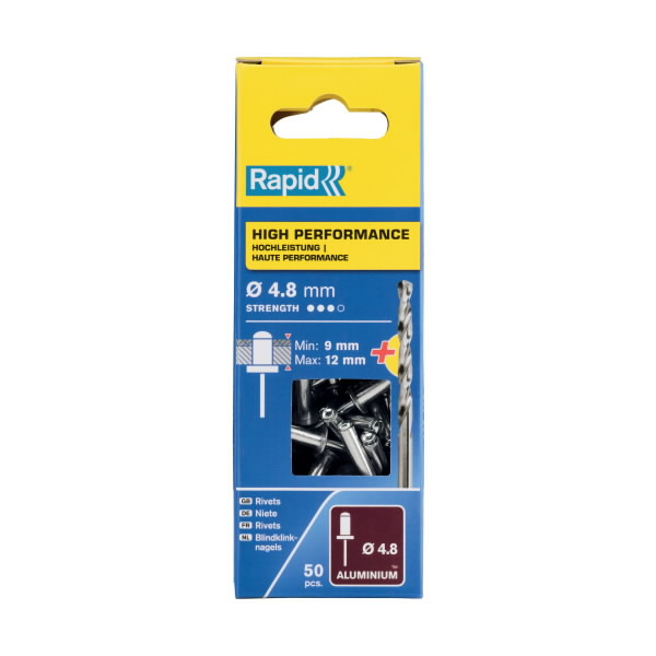 Kniedės aukštos kokybės Al 4,8x16mm 50vnt + Drill C, Rapid Kniedės aukštos kokybės Al 4,8x16mm 50vnt + Drill C, Rapid - Image 3