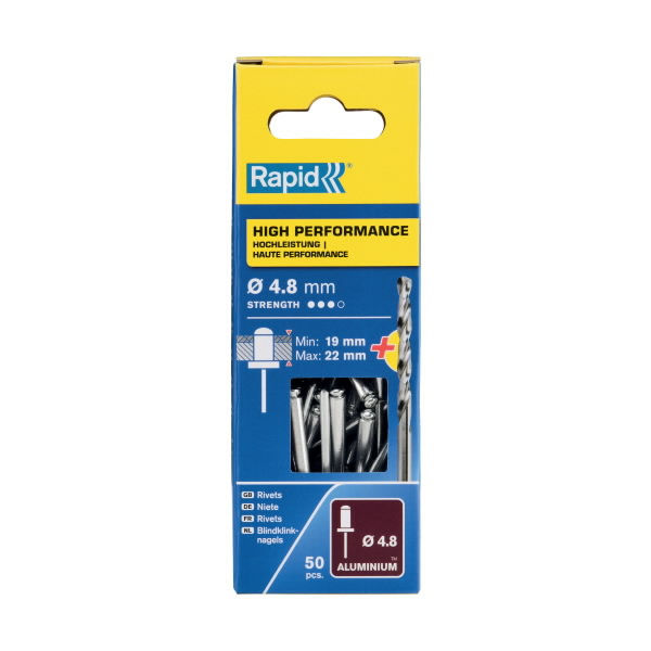 Kniedės aukštos kokybės Al 4,8x25mm 50vnt + Drill C, Rapid Kniedės aukštos kokybės Al 4,8x25mm 50vnt + Drill C, Rapid - Image 3