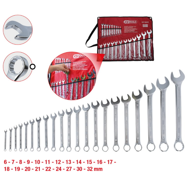 Kombinuotų raktų komplektas 6-32mm 21vnt. su dėklu, KS Tools Kombinuotų raktų komplektas 6-32mm 21vnt. su dėklu, KS Tools - Image 3