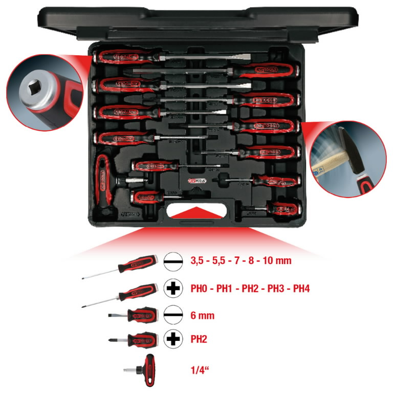 Smūginių atsuktuvų komplektas 13vnt ERGOTORQUE 13-osaline, KS Tools Smūginių atsuktuvų komplektas 13vnt ERGOTORQUE 13-osaline, KS Tools - Image 3