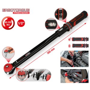 Dinamometrinis raktas su terkšle ERGOTORQUEprecision 1/2" 60-320Nm, KS Tools