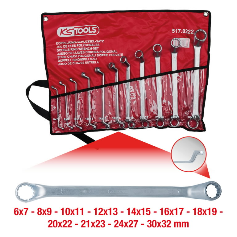 Raktų žiediniais galais komplektas 11vnt., 6-32mm, KS Tools Raktų žiediniais galais komplektas 11vnt., 6-32mm, KS Tools