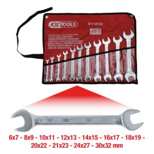 Raktų atvirais galais komplektas, 11vnt, 6x7-30x32mm, KS Tools