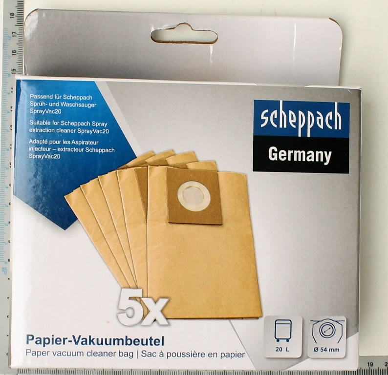 Paper vacuum cleaner bag SprayVac20, Scheppach Paper vacuum cleaner bag SprayVac20, Scheppach