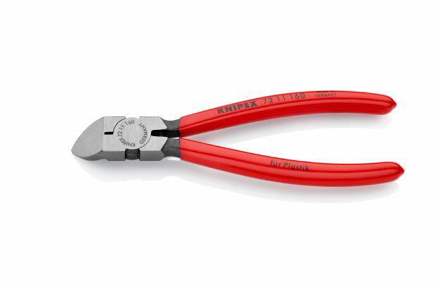 Žnyplės šoninio kirpimo, spyruoklė, plastikui, palenktos 45°, Knipex Žnyplės šoninio kirpimo, spyruoklė, plastikui, palenktos 45°, Knipex