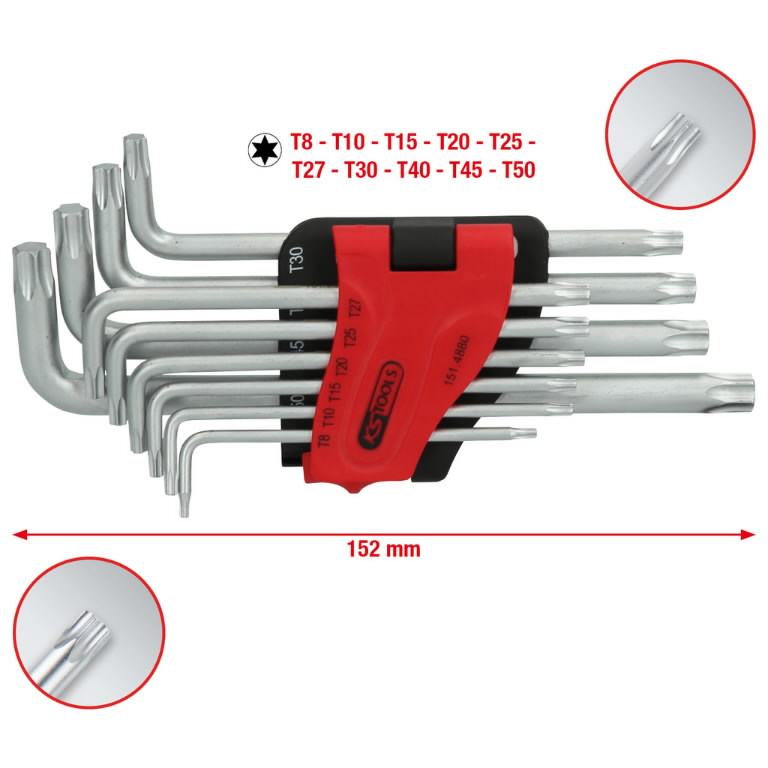 L- raktų komplektas TORX ,T8-T50, 10vnt, ilgi, KS Tools L- raktų komplektas TORX ,T8-T50, 10vnt, ilgi, KS Tools - Image 3