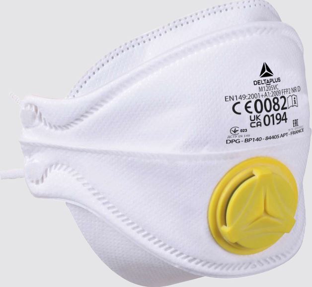 Respiratorius M1205VC su iškvėpimo vožtuvu ,10 vnt. FFP2, Delta Plus Respiratorius M1205VC su iškvėpimo vožtuvu ,10 vnt. FFP2, Delta Plus