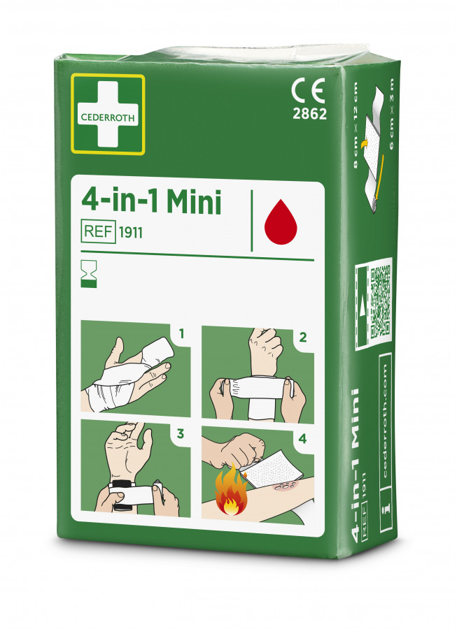 Sterilus žaizdų tvarstis 4-in-1 Mini 6cm x 3m, Cederroth Sterilus žaizdų tvarstis 4-in-1 Mini 6cm x 3m, Cederroth