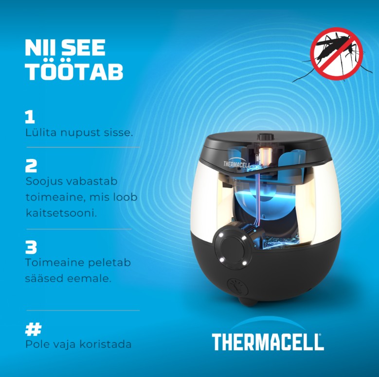Akumuliatorinis uodu repelentas EL55 su LED lempute, Thermacell Akumuliatorinis uodu repelentas EL55 su LED lempute, Thermacell