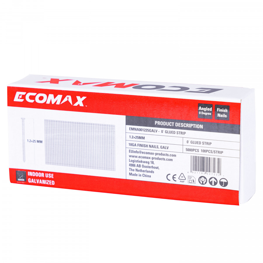 Finish nails 0´, 18GA, electrogalvanized, glued strip, 5000 pcs/pack 25×1,2 mm, Ecomax Finish nails 0´, 18GA, electrogalvanized, glued strip, 5000 pcs/pack 25x1,2 mm, Ecomax - Image 5