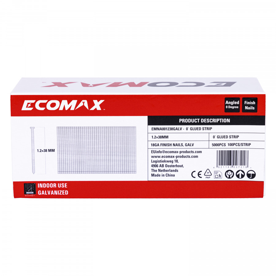 Finish nails 0´, 18GA, electrogalvanized, glued strip, 5000 pcs/pack 38×1,2 mm, Ecomax Finish nails 0´, 18GA, electrogalvanized, glued strip, 5000 pcs/pack 38x1,2 mm, Ecomax - Image 5
