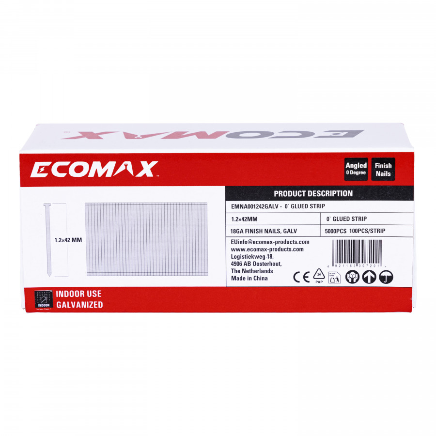 Finish nails 0´, 18GA, electrogalvanized, glued strip, 5000 pcs/pack 42×1,2 mm, Ecomax Finish nails 0´, 18GA, electrogalvanized, glued strip, 5000 pcs/pack 42x1,2 mm, Ecomax - Image 5