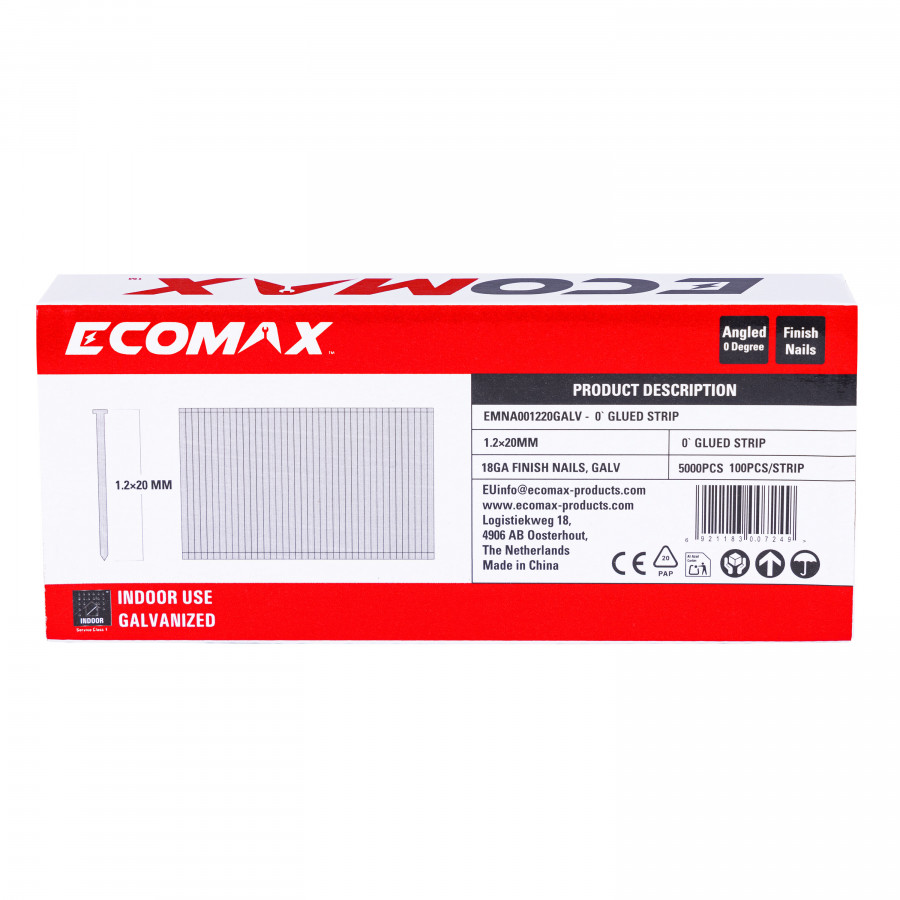 Finish nails 0´, 18GA, electrogalvanized, glued strip, 5000 pcs/pack 20×1,2 mm, Ecomax Finish nails 0´, 18GA, electrogalvanized, glued strip, 5000 pcs/pack 20x1,2 mm, Ecomax - Image 5