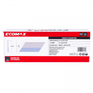 Finish nails 34´DA, electrogalvanized, glued strip, 4000 pcs/pack 38x1,8 mm, Ecomax