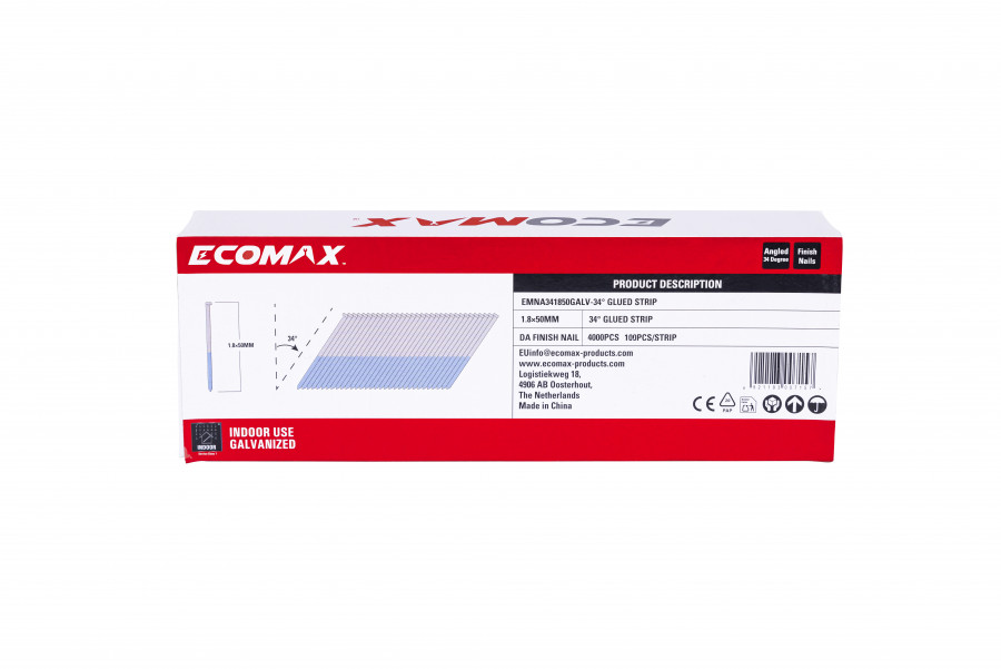 Finish nails 34´DA, electrogalvanized, glued strip, 4000 pcs/pack 50×1,8 mm, Ecomax Finish nails 34´DA, electrogalvanized, glued strip, 4000 pcs/pack 50x1,8 mm, Ecomax - Image 5