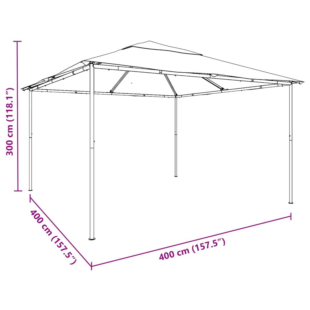 Pavėsinė/tentas/palapinė, 4×4 m, smėlio spalvos, plienas Pavėsinė/tentas/palapinė, 4x4 m, smėlio spalvos, plienas