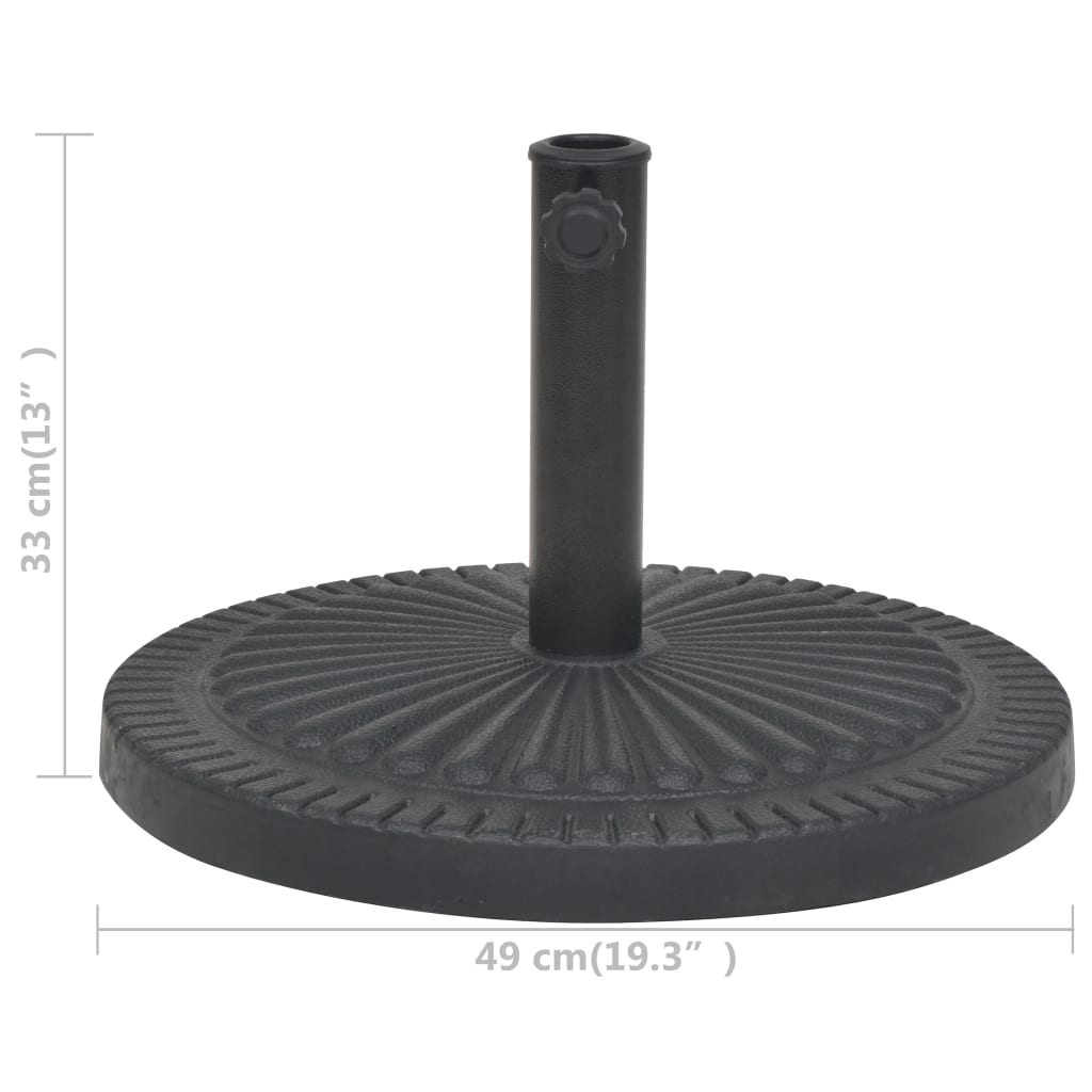 Skėčio stovas iš dervos, apvalus, juodas, 14 kg Skėčio stovas iš dervos, apvalus, juodas, 14 kg