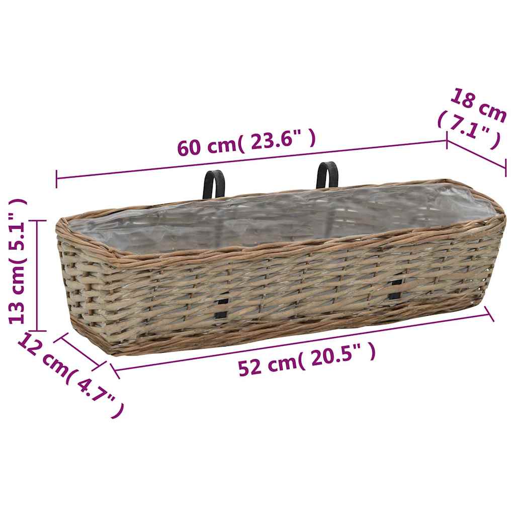 Balkono loveliai, 2vnt., 60 cm, pinti, su PE įdėklu Balkono loveliai, 2vnt., 60 cm, pinti, su PE įdėklu