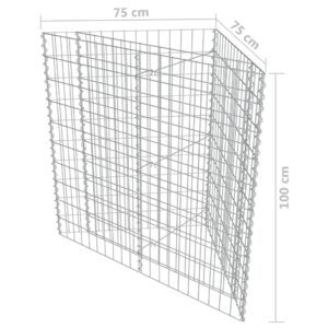 Gabiono vazonas, galvanizuotas plienas, 75x75x100cm, aukštas