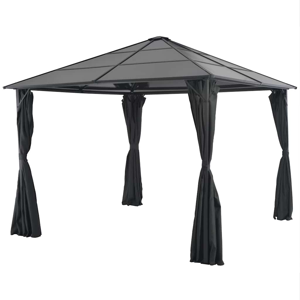 Pavėsinė su užuolaidomis, aliuminis, 3x3m, juoda Pavėsinė su užuolaidomis, aliuminis, 3x3m, juoda - Image 2