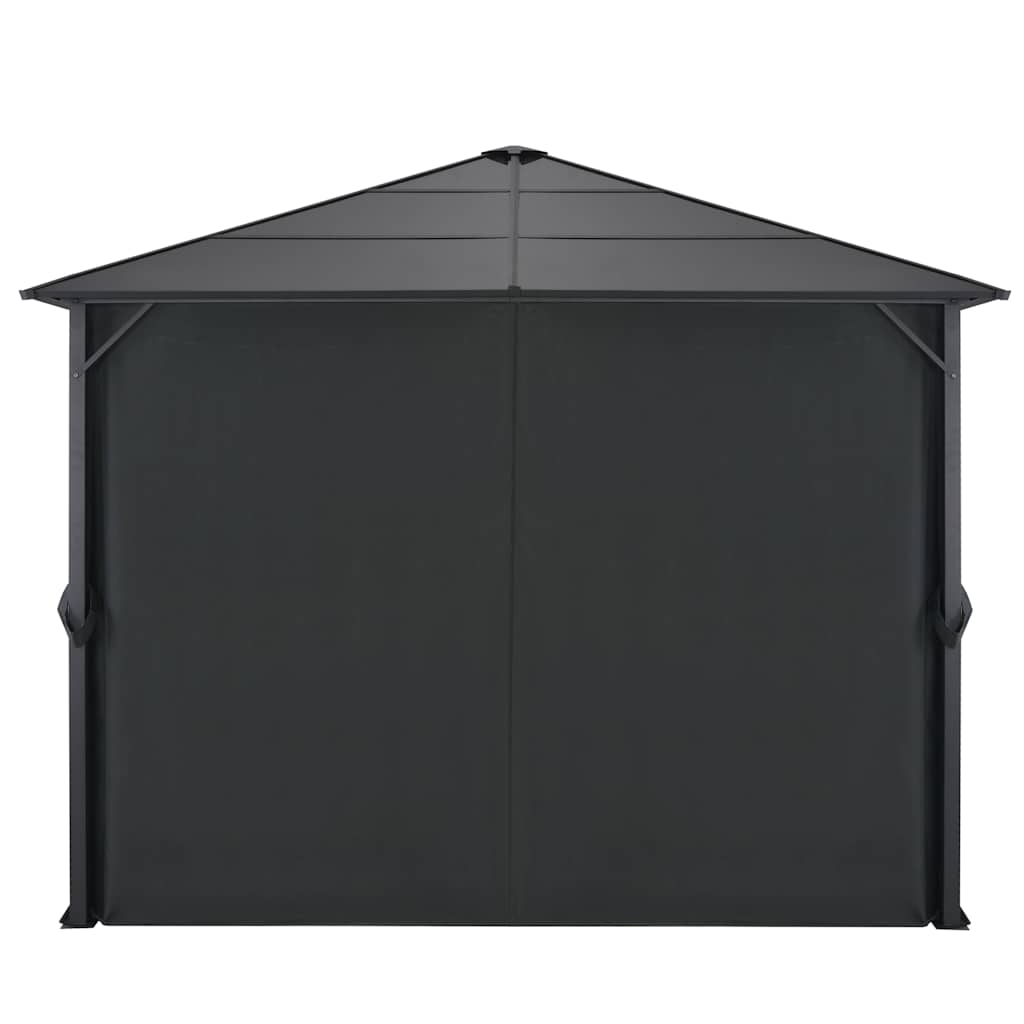 Pavėsinė su užuolaidomis, aliuminis, 3x3m, juoda Pavėsinė su užuolaidomis, aliuminis, 3x3m, juoda - Image 3