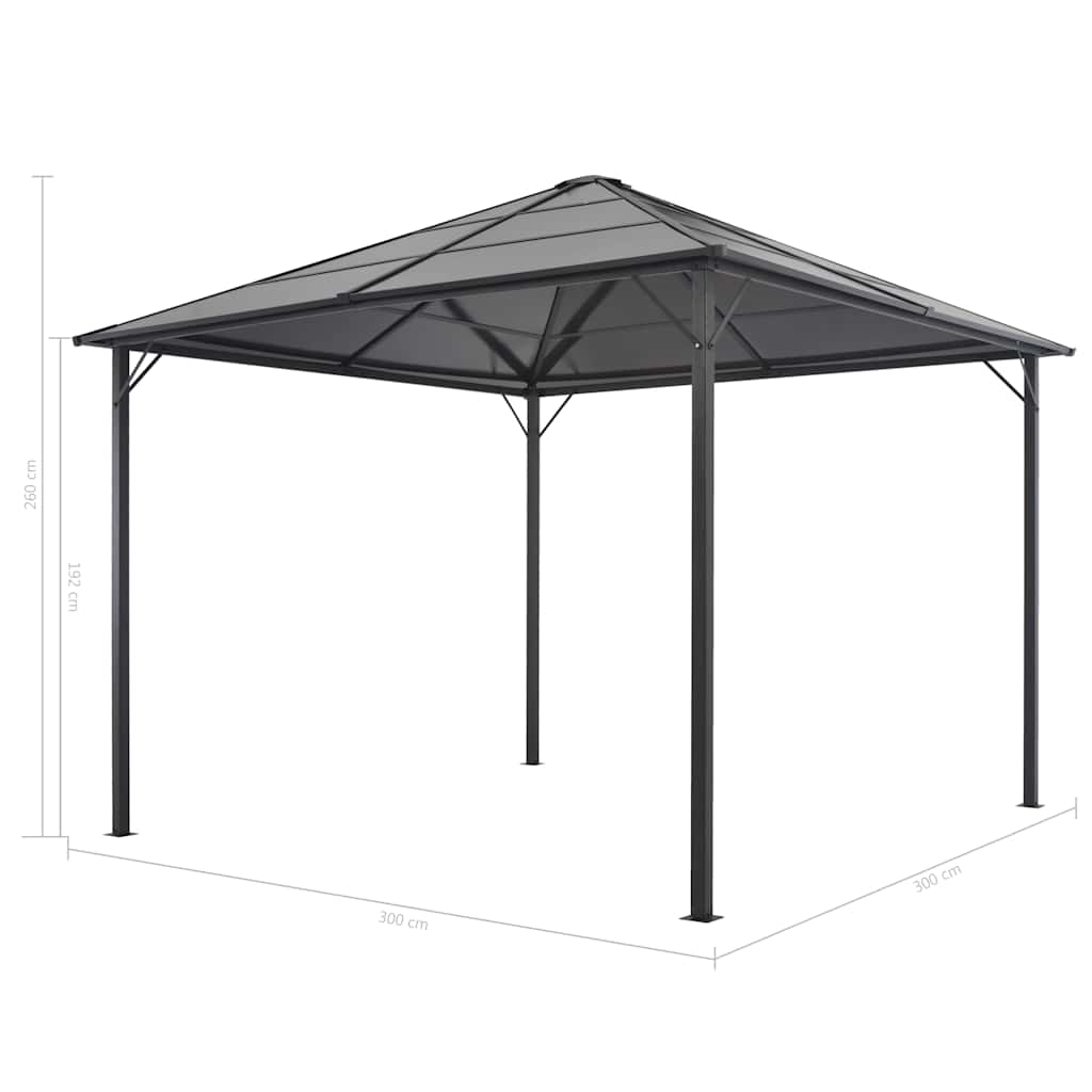 Pavėsinė su užuolaidomis, aliuminis, 3x3m, juoda Pavėsinė su užuolaidomis, aliuminis, 3x3m, juoda