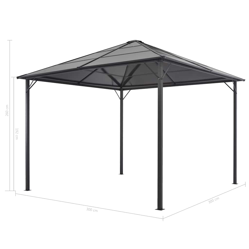 Pavėsinė su stogu, antracito spalvos, 3x3m, aliuminis Pavėsinė su stogu, antracito spalvos, 3x3m, aliuminis
